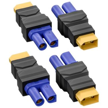 Imagem de Goupchn XT60 macho para EC5 fêmea adaptador conector conversor sem fio 4 peças para RC FPV drone carro lipo carregador de bateria ESC