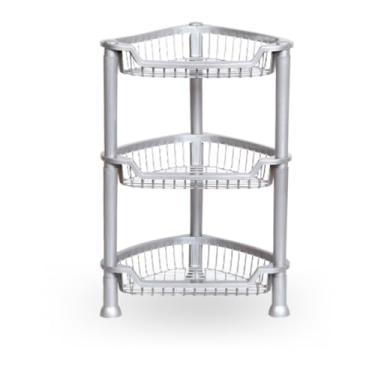 Imagem de Prateleira de Canto Cesto Organizador Empilhavel Multiuso Tripla Cozinha Banheiro Lavanderia(Cinza)