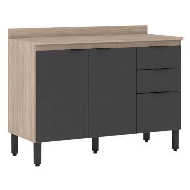 Imagem de Balcão Cozinha Firenze com Tampo 120cm e 3 Portas 2 Gavetas