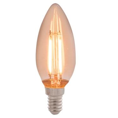 Imagem de Tramontina Lâmpada LED de Filamento Vela C35 Base E14 4 W 2200 K Luz Amarela Vintage Retrô​ em Vidro​ Âmbar