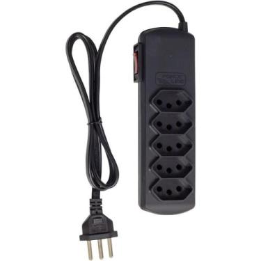 Imagem de Filtro de Linha 5 Tomadas SLIM Bivolt 0,8M Preto Compacto - Force Line
