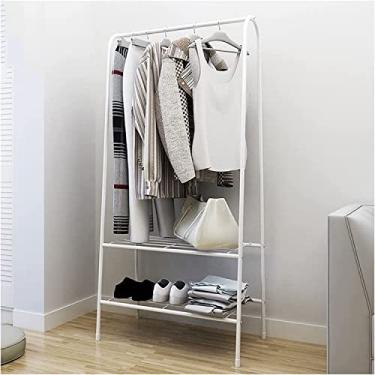 Imagem de LIFOND Cabide para roupa com prateleiras, resistente calha para roupa desmontável com sapatos de armazenamento, suporte fácil de montar para decoração de quarto, branco