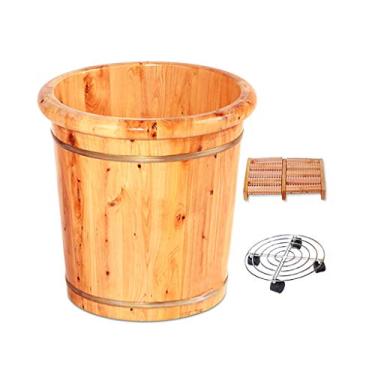 Imagem de FTOQWZXV Balde para banho de pés, acessórios de sauna, balde de água, banheiras de madeira feitas à mão, barril relaxante para os pés, presente (C)