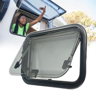 Imagem de Janela lateral de caravana, janela de extrapolação RV com persiana de rolo integrada e tela de mosca, com cortina de viseira solar, para caravanas, trailers, veículos modificados, 600 x 450 mm