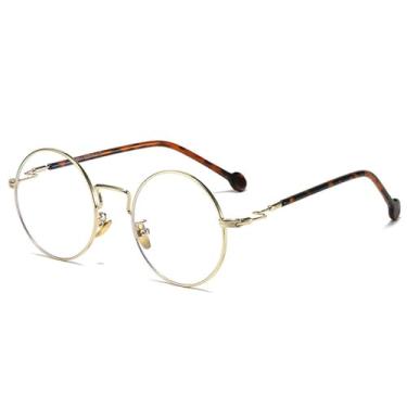 Imagem de HCPIHF Armação de óculos retrô redonda de metal masculina, fashion, transparente, feminina (tamanho único/2)