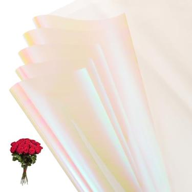 Imagem de PATIKIL Papel de embrulho de flores de 22,8 x 22,8 polegadas, 10 peças de buquê de plástico iridescente dupla face, à prova d'água, suprimentos para floristas, artesanato, embalagem de presente, caixa