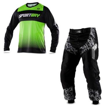 Imagem de Conjunto Roupa Motocross Trilha Enduro Calça Insane In Black E Camisa 