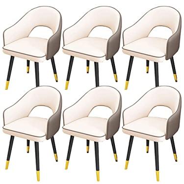 Imagem de Widppsopt Conjunto de 6 cadeiras modernas de cozinha para sala de jantar, cadeiras de cozinha de couro à prova d'água com pernas de aço carbono, poltronas modernas acolchoadas e macias para sala de