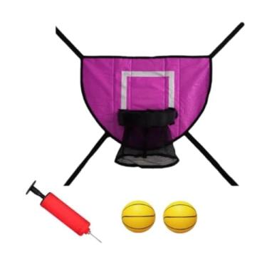 Imagem de Pegciuho Mini cesta de basquete para trampolim, leve, fácil de montar, brinquedo esportivo, jogo de gol, acessórios para trampolim, Rosa