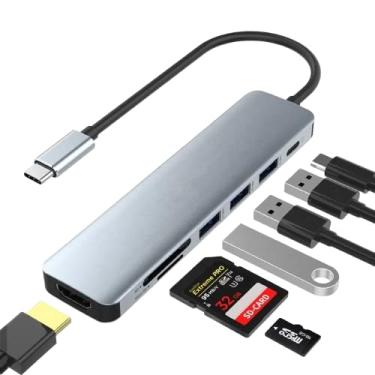 Imagem de Adaptador Hub Buenido USB-C 7 em 1, HDMI, USB 2.0, USB 3.0, PD Power, SD/TF Card, Compatível com Macbook, PC e Celular