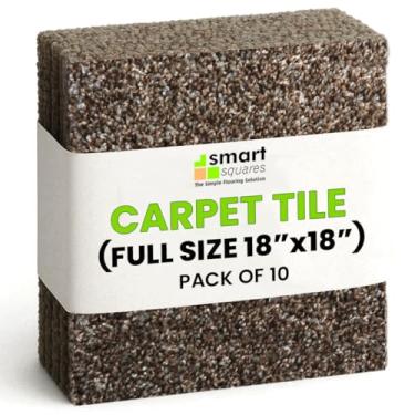 Imagem de Smart Squares in A Snap 45,72 cm x 45,72 cm azulejo de carpete macio residencial, descole e cole, fácil instalação faça você mesmo, aparência sem costura, feito nos EUA (10 azulejos – 22,5 metros quadrados, pingente rústico 383)