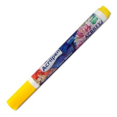 Imagem de Caneta Para Tecido Acrilex Acrilpen Amarelo Ouro 505 - Pintura Permanente Personalização Ideal Para Personalizar E Detalhar Seus Projetos De Tecido Com Precisão E Durabilidade