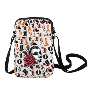 Imagem de LEVLO Máscara Fantasma Bolsa tiracolo Broadway para fãs musicais presente Phantom Opera Musical Bolsa de Ombro Mercadoria Musical Phantom, Máscara Rosa C Bag