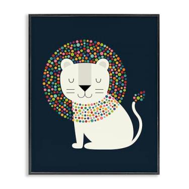 Imagem de Stupell Industries Leão com juba salpicada preta emoldurada giclée design de arte por Andy Westface, 28 x 35 cm