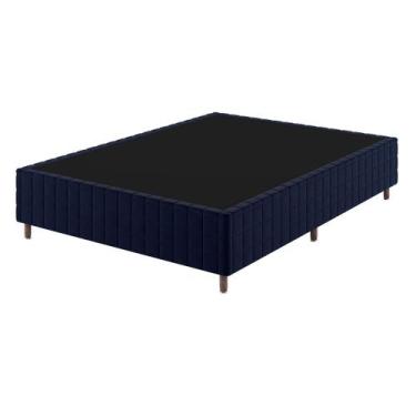 Imagem de Base Cama Box Casal Lunare Turkey Azul - Vian, Azul, Moderno