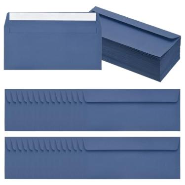 Imagem de PATIKIL Pacote com 100 envelopes de negócios azul escuro nº 10, envelopes coloridos autoselados tamanho carta para convites de escritório de correspondência, 10 x 23 cm