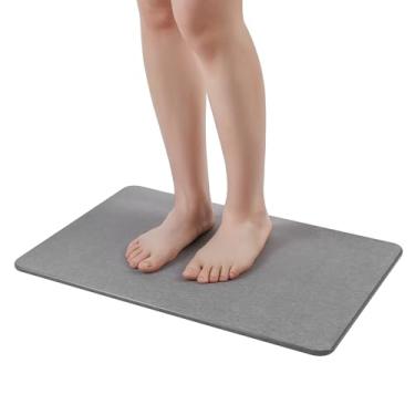 Imagem de WALL QMER Tapete de Banho, Tapete de Terra Diatomácea Natural Absorvente, Secagem Rápida, Antiderrapante, Cinza Grafite, 23.5"x13.5"