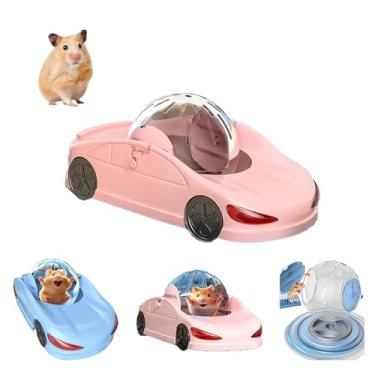 Imagem de Carro esportivo com bola de exercício para hamster, carro hamster com bola transparente destacável, roda de exercícios divertida para hamsters, 3 modos disponíveis, adequada para animais de estimação