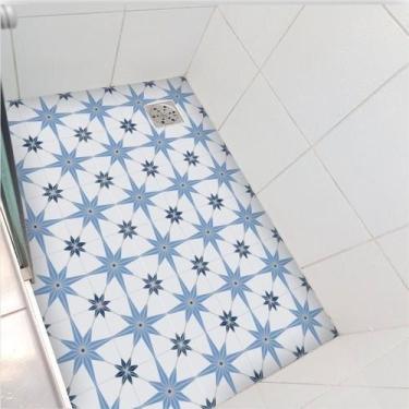 Imagem de Adesivo Piso Box Estrela Azul Cinza Antiderrapante - Colacomigo