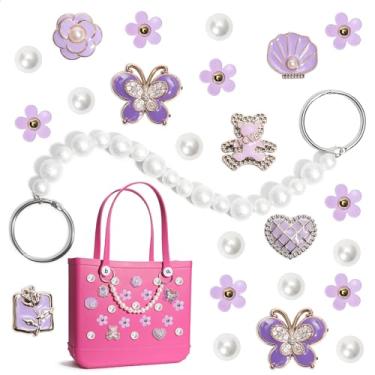 Imagem de SANUIU Correntes de sapato de pérola roxa, pingentes de plástico DIY para sandálias de tamanco para mulheres, Borracha Acrílico, Sem Pedra Preciosa