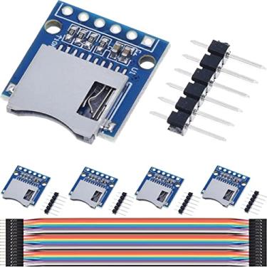 Imagem de DAOKAI 5 peças, módulo de cartão micro SD, mini adaptador de leitor de cartão TF, módulo de expansão de memória, leitor/gravador de cartão SD para Arduino com pinos, com cabo Dupont
