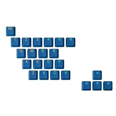 Imagem de Geeky Conjunto de teclas emborrachadas | Double Shot translúcido | ABS + TPR | Perfil OEM para teclado mecânico para jogos (azul escuro, 23 teclas)