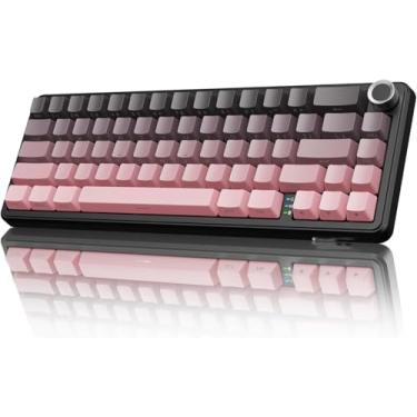 Imagem de Teclado mecânico sem fio para jogos X66 com botão, modo triplo USB-C/BT5.0/2.4G com junta montada 60% RGB 66 teclas, keycap PBT, interruptor Strawberry Hot Swappable (Blackberry)