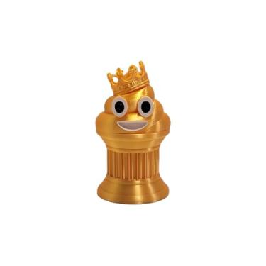 Imagem de Znet3D Troféu Emoji Jr King Poop - Prêmio ou presente perfeito - 10 cm de altura - com um emoji de cocô sólido com uma coroa em um pilar de coluna com olhos brancos e pretos e sorriso branco (ouro