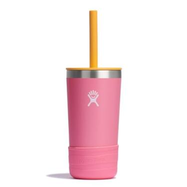 Imagem de Hydro Flask Copo infantil de 340 g com tampa e canudo para escola - Aço inoxidável isolado em rosa dália