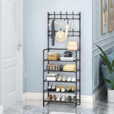 Imagem de Arara andar Sapateira Organizadora cabideiro suporte Multiuso Roupa Closet Quarto Armários(Branco-4 Andares)