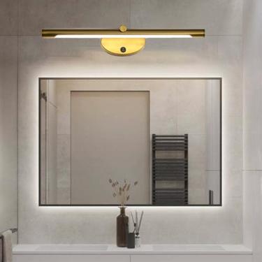 Imagem de Luz de LED para espelho de banheiro com interruptor de botão de pressão, lâmpada de parede moderna de metal arandela, iluminação de parede para maquiagem de armário de penteadeira, moldura de