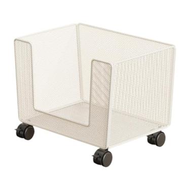 Imagem de YWJLQH Carrinho de armazenamento sob a mesa, carrinho de malha com rodas, organizador móvel para artesanato, livros, brinquedos e pastas escolares, Branco