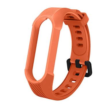 Imagem de Yuuol Pulseiras de substituição compatíveis com Xiaomi Mi Band 6/5, pulseiras de silicone macio, pulseira esportiva ajustável para mulheres e homens (laranja)