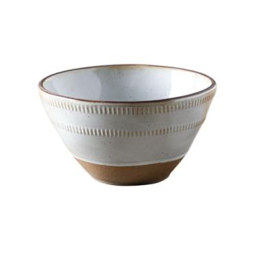 Imagem de Japonês doméstico retrô sob o vidrado cor simples e requintada tigela de arroz de grande capacidade - branco brilhante