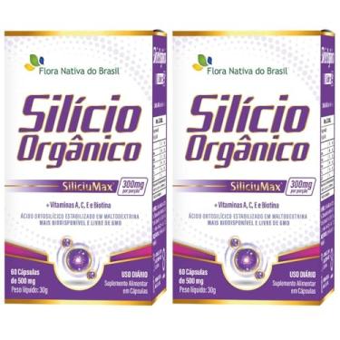 Imagem de KIT 2X Silício Orgânico SiliciuMax® + Vitaminas 500mg 60 Cápsulas - Flora Nativa