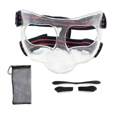 Imagem de Vaveren Protetor nasal para nariz quebrado, protetor facial, respirável, futebol, beisebol, basquete, máscara facial feminina e masculina, Vermelho Claro