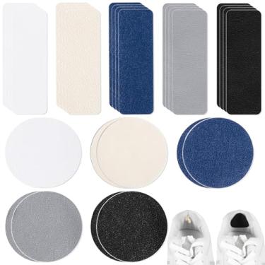 Imagem de 48 peças de adesivos autoadesivos para furos, 5 kits de remendos de reparo de sapatos retangulares em forma de círculo de cores sortidas, reparo de salto para tênis, tênis de salto alto