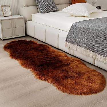 Imagem de CKLZSAY Tapete de pele sintética para corredor, 6 x 1,8 m, caramelo – Lavável à máquina, tapete de pelúcia supermacio, felpudo, fofo, tapete de pele de carneiro, tapete felpudo para quarto, sofá, sala