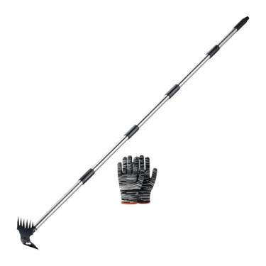 Imagem de Dualoai Arrancador de Ervas Daninhas, Ferramenta Manual de Remoção de Ervas Daninhas com Cabo Longo, Ancinho E Enxada de ação para Arar Terraços, Agricultura, 5 Seção