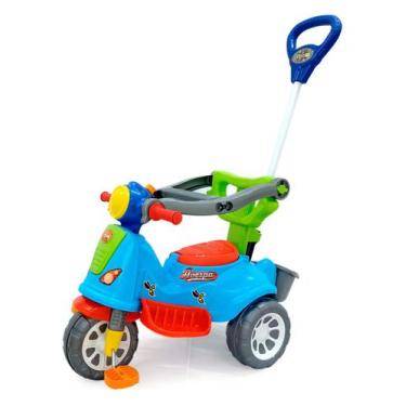 Imagem de Triciclo Infantil Com Haste E Barra De Proteção Avespa Motoca com Peda