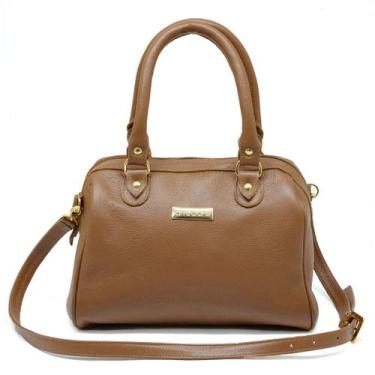 Imagem de Bolsa Feminina de Mão com Alça Transversal Caramelo Couro DIfranca - 8