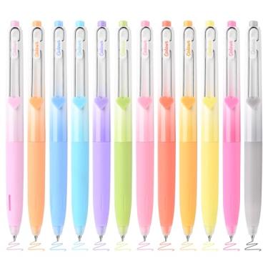 Imagem de BAYTORY 12 canetas de gel coloridas retráteis, canetas sortidas de ponta fina de 0,5 mm, caneta de tinta multicolorida de escrita suave, anotações de diário com aderência confortável, para marcação