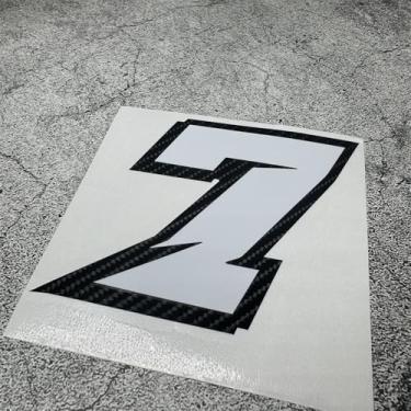 Imagem de Adesivos de fibra de carbono, fita numérica de corrida motorizada para capacete, bicicleta, ciclismo, caixa de tanque de óleo, estilo de carro (7, altura 10 cm)