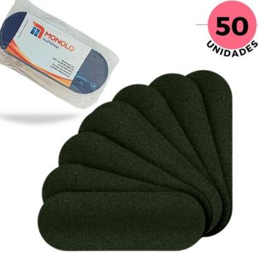 Imagem de 50 Lixas Refil Pé Descartável Pedicure Adesiva Colante Preta - MONOLO,