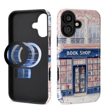 Imagem de Capa para iPhone 16 [compatível com MagSafe], silicone macio brilhante + capa protetora 2 em 1 de policarbonato rígido antiarranhões à prova de choque para mulheres e homens - charmosa livraria