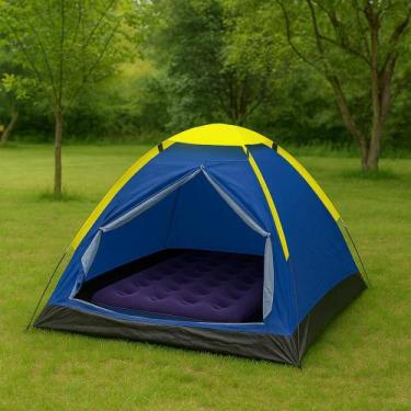 Imagem de Kit Barraca Iglu 2 Pessoas + Colchão Inflavel Multiuso Casal MOR, Azul