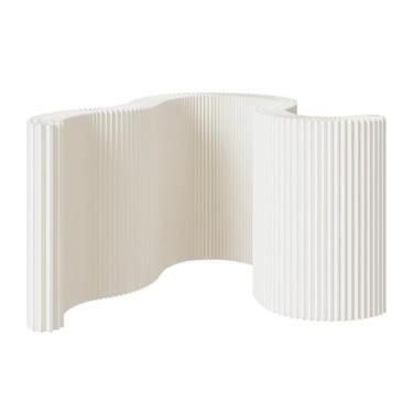 Imagem de Biombos e Divisórias Divisória De Ambiente Portátil Dobrável, Tela De Privacidade De Painel De Papel Leve, Divisória De Parede Decorativa Interna Para Salas De Estar, Quartos E Escritórios(White,100~2