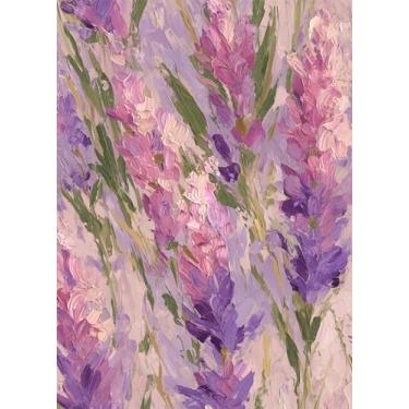 Imagem de Yzogbry Pintura a óleo vintage rosa roxa lavanda flores silvestres descascar e colar papel de parede decoração de parede autoadesivo papel de parede cola fácil de retirar contato para locatário