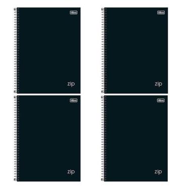 Imagem de Caderno Espiral Universitário Zip 80 Folhas Preto 4 Unidades - Tilibra