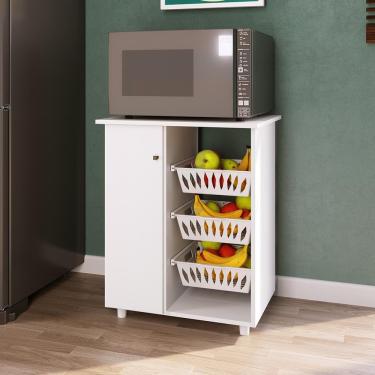 Imagem de Fruteira Genialflex Organiza com 1 Porta, 3 Cestos, 1 Prateleira e 60,5cm de largura – Branco